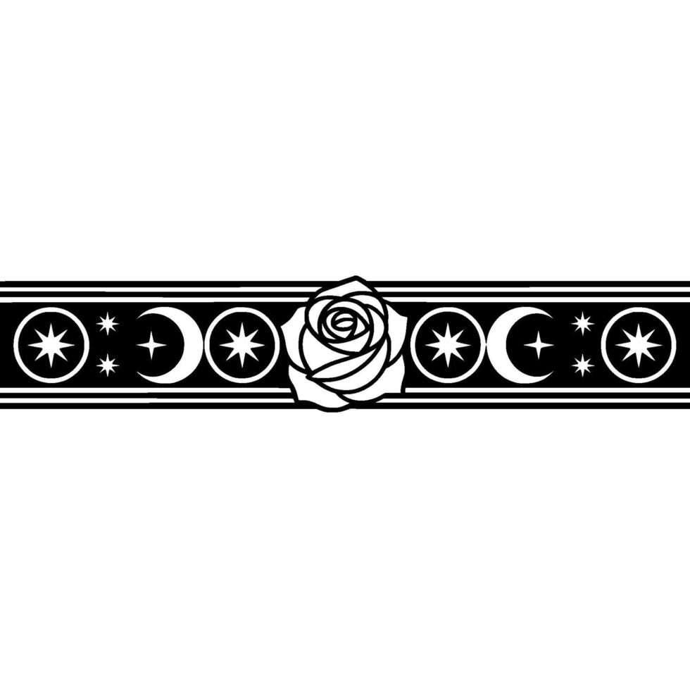 Celestial Rose Border Vintage, Symbolic, Elegant vector