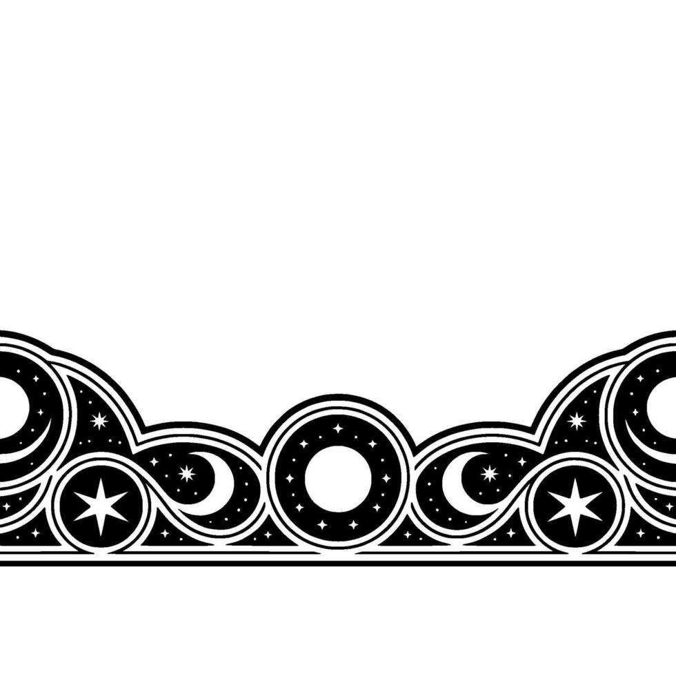 Celestial Border Stylized Moon Star - Ornamental vector