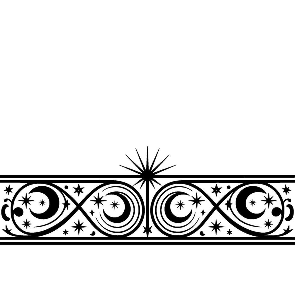 Celestial Border Stylized Starburst Ornament, Decorative vector