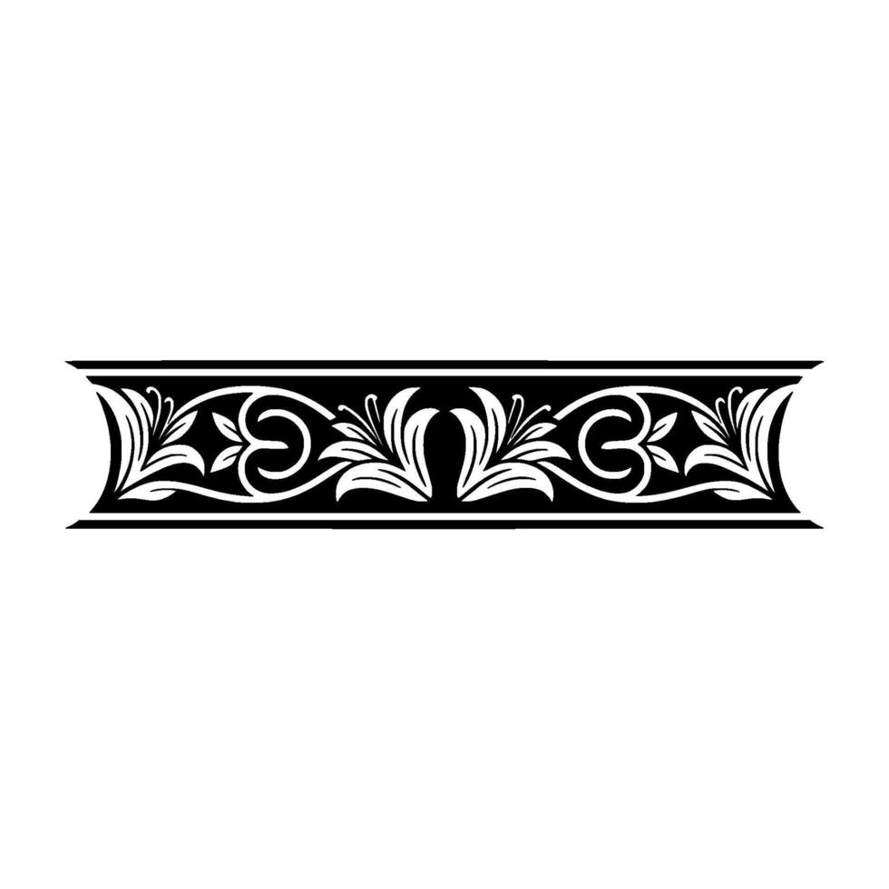 Elegant Black and White Floral Border, Vintage, Scroll vector