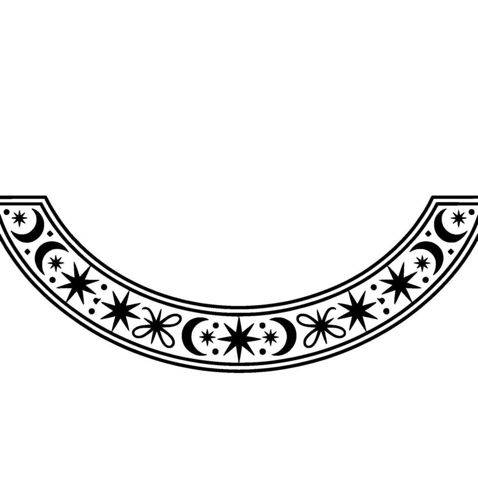 Celestial Crescent Border, Mystical Moon Motif vector