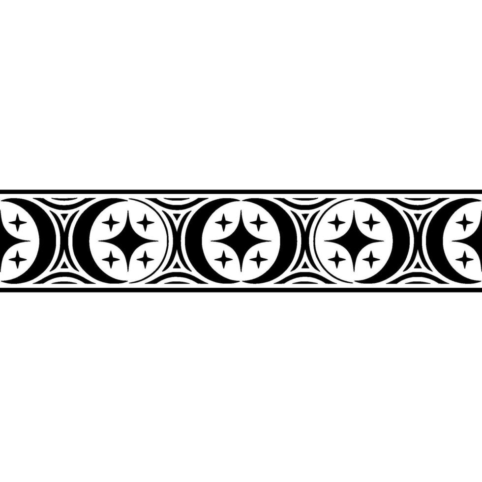 Geometric Tribal Border, Black White Ornamentation vector