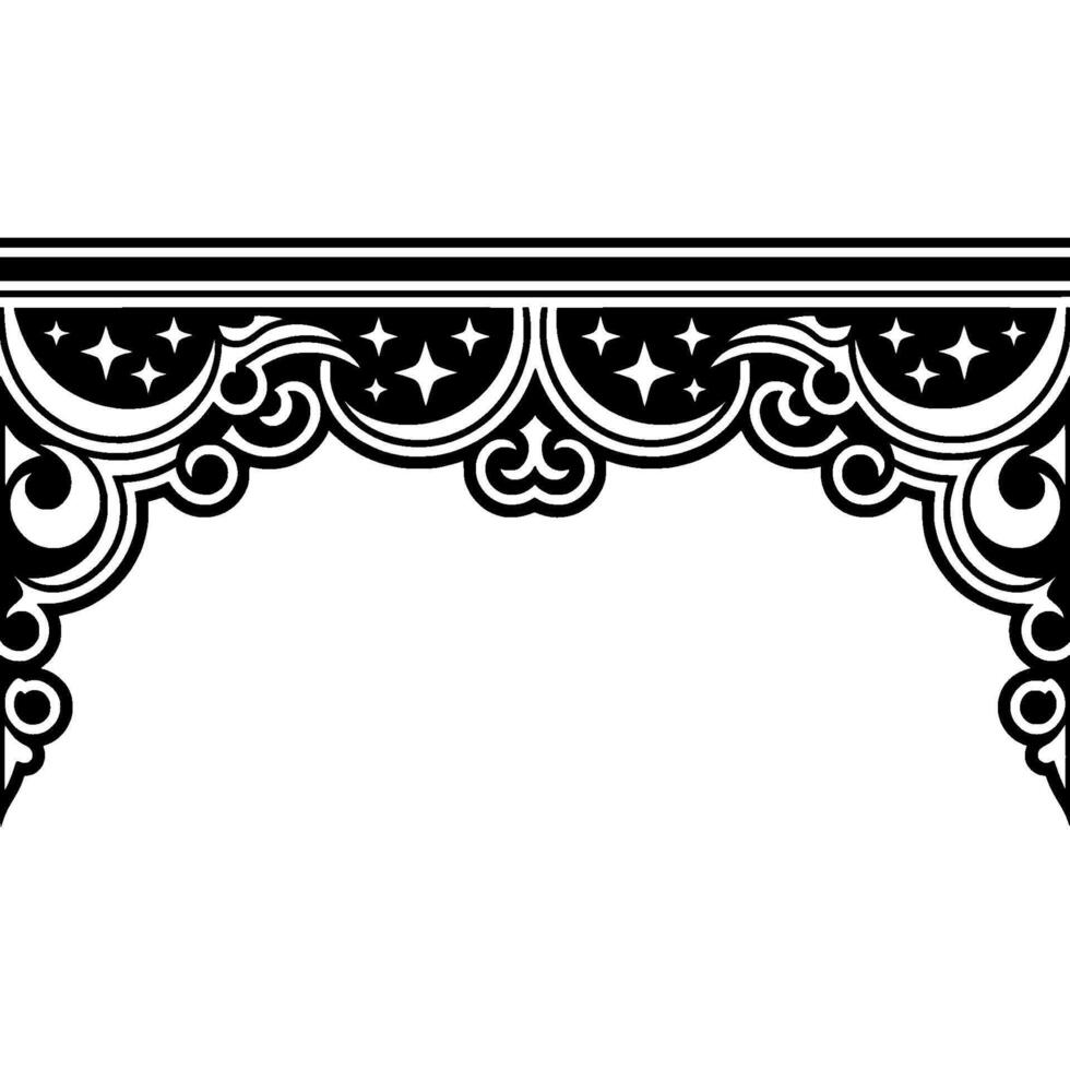 Ornate Black White Arch Motif, Vintage Elegance vector