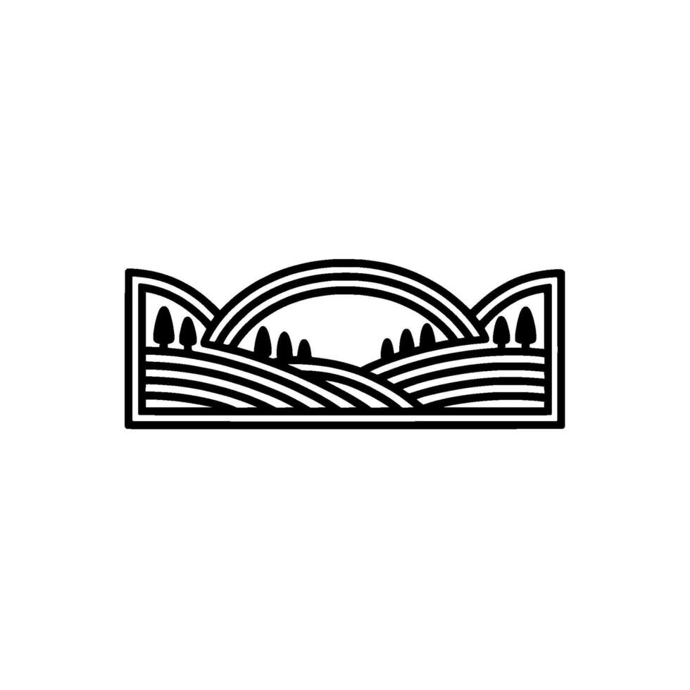 Minimalist Landscape Emblem, Serene Horizon - Blackandwhite vector