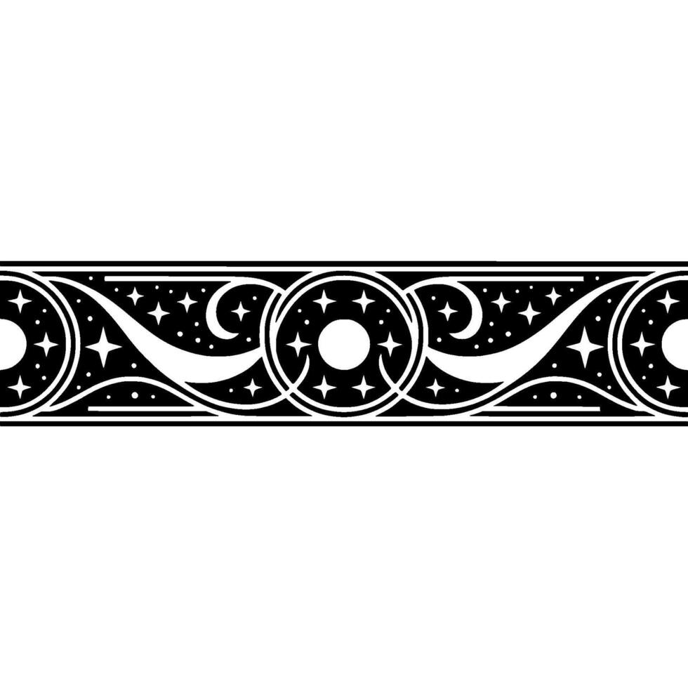 Ornate Black White Border, Celestial Swirls vector