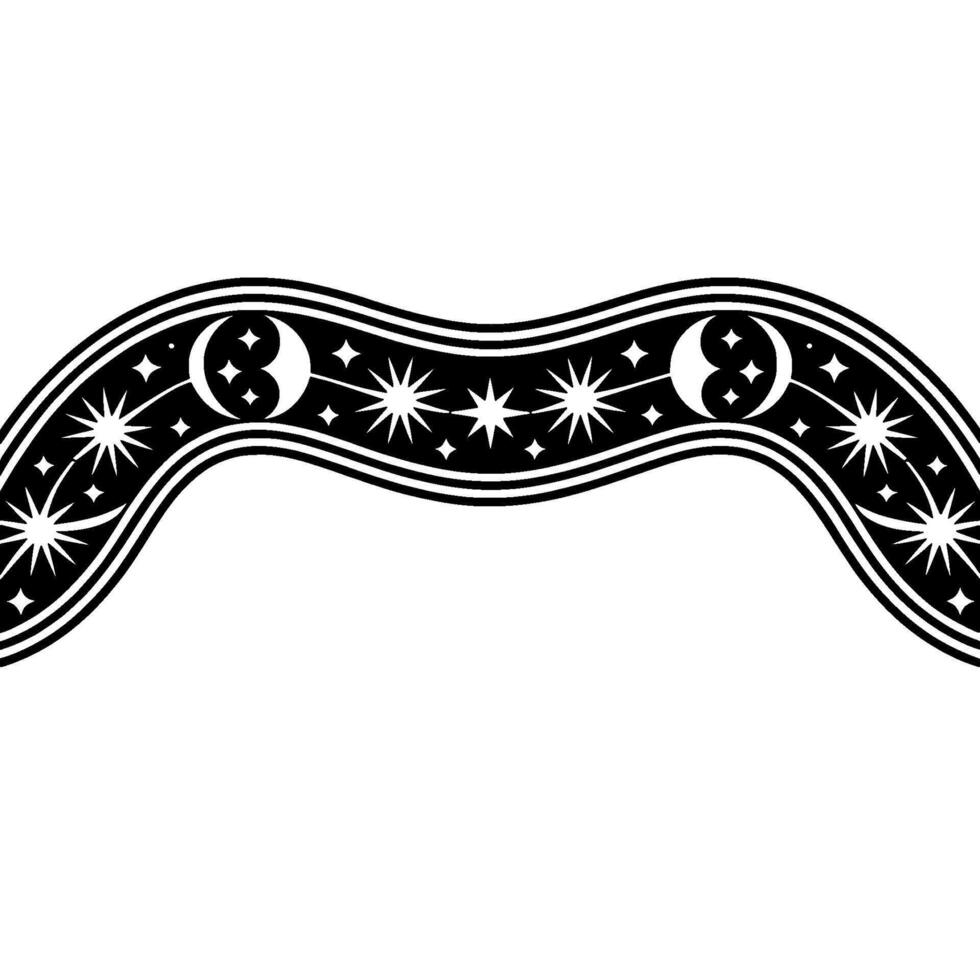 Celestial Wave Stylized Moon Star Border, Stars vector