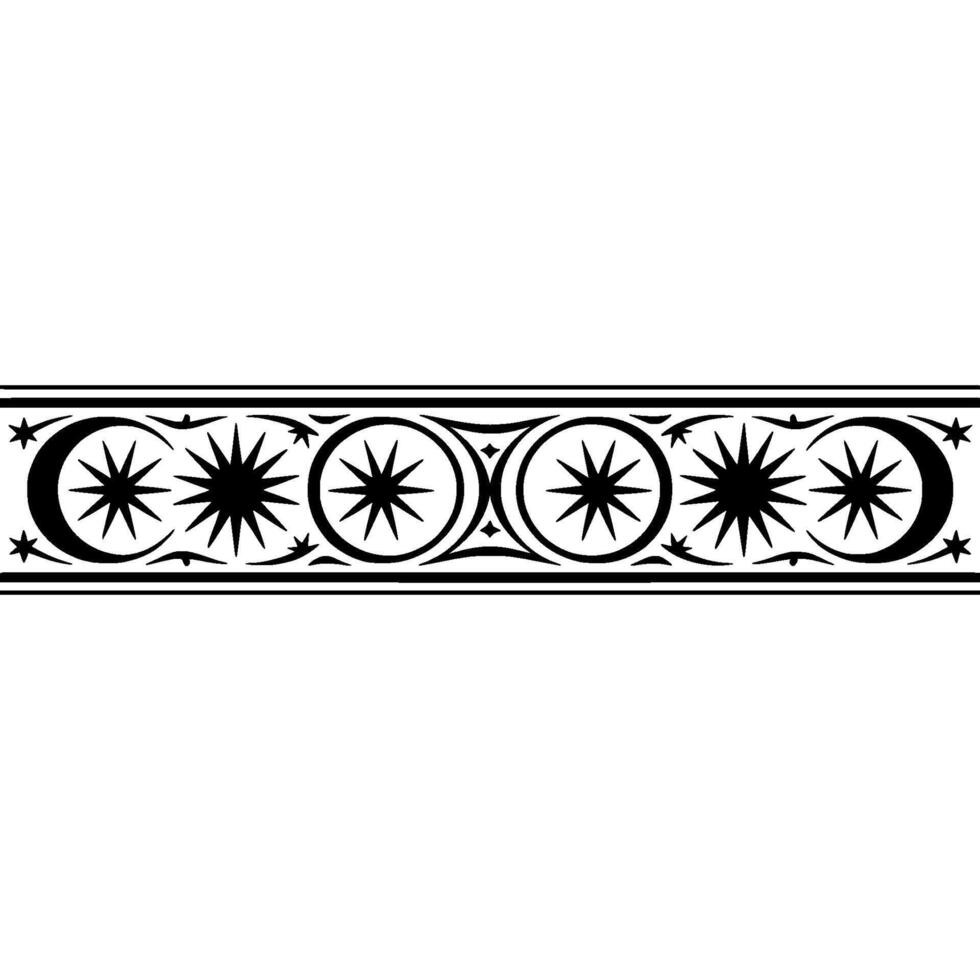 Celestial Border Stylized Crescent Moons Starburst Ornamentation vector