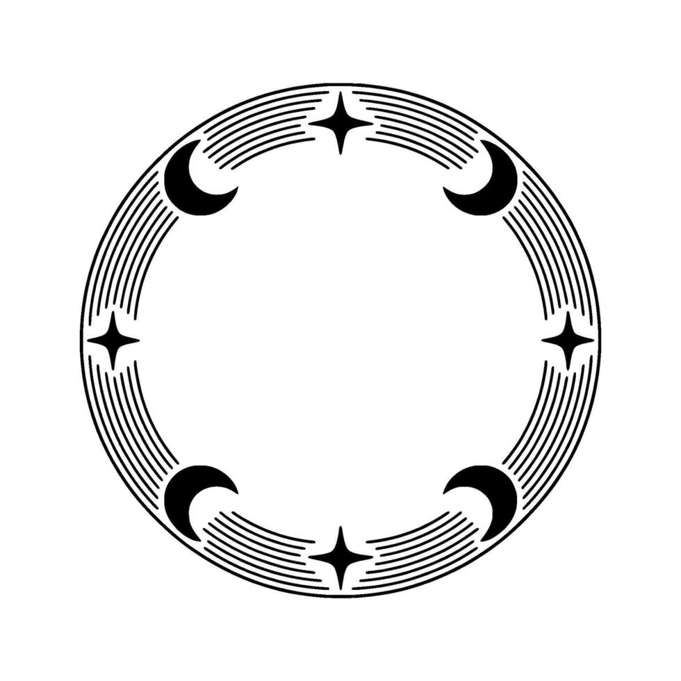 Celestial Circle Lunar Phases Starry Night - Crescent vector