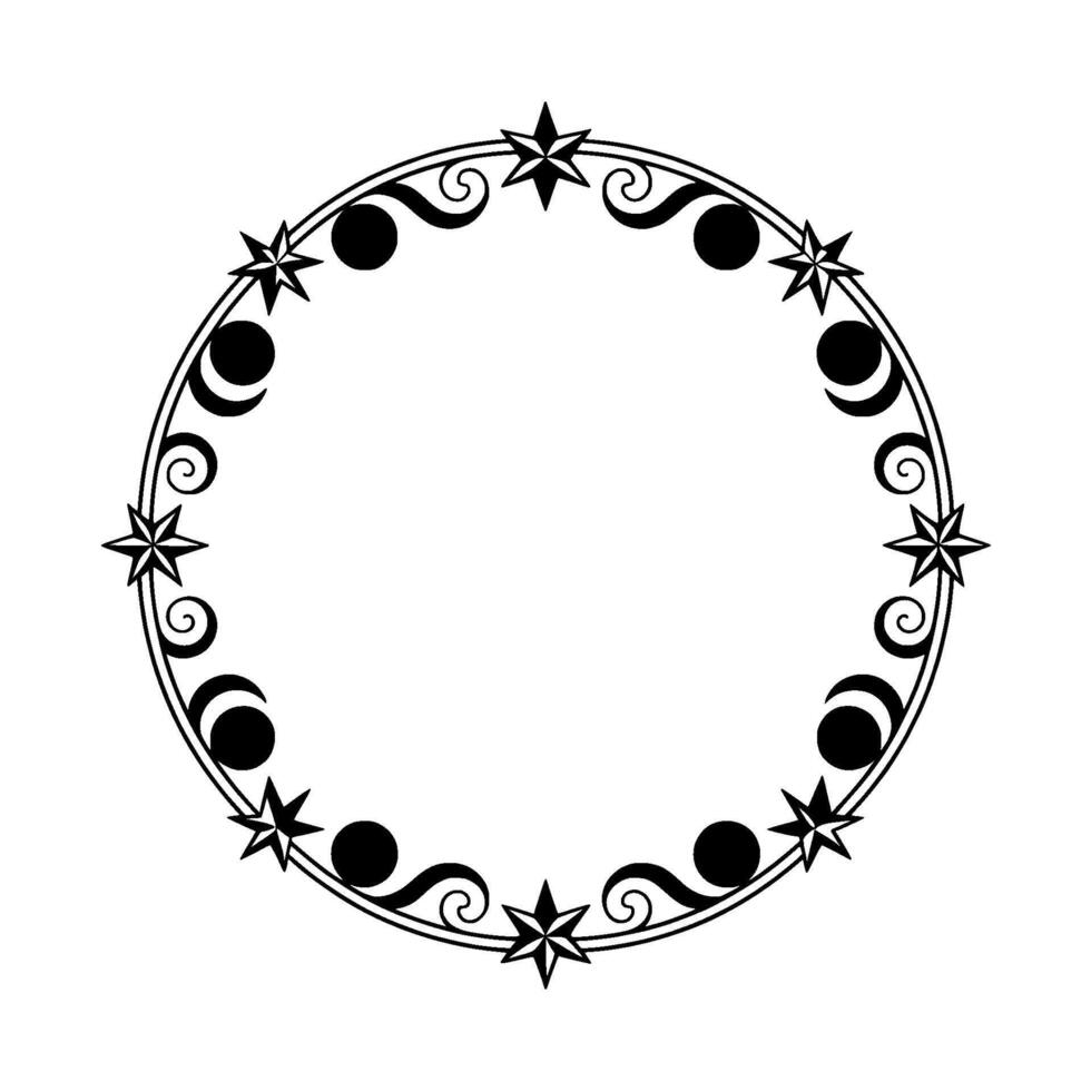 Celestial Border Stylized Star and Moon Ornamentation vector