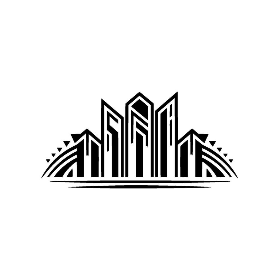 Geometric Cityscape, Modern Emblem, Minimalist vector