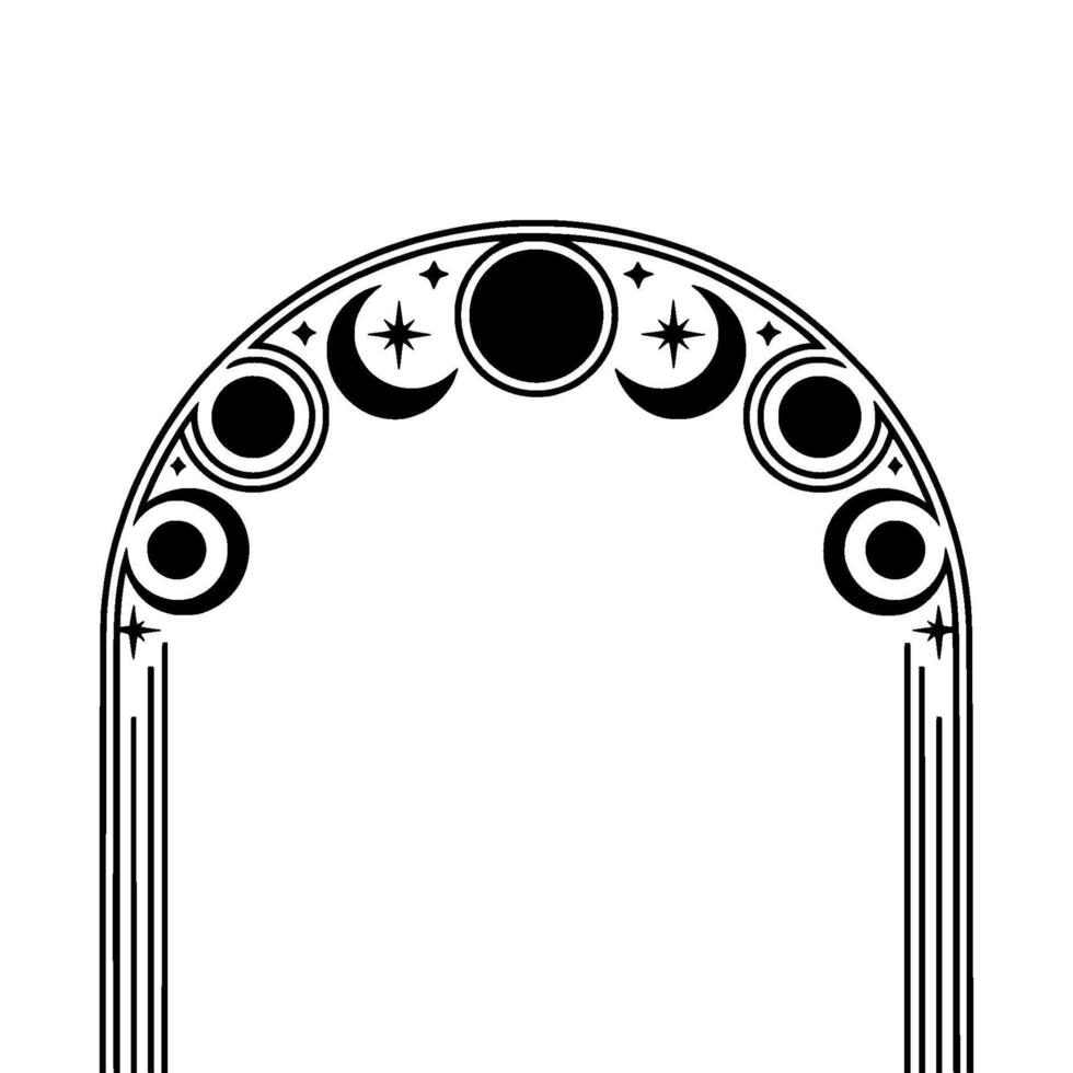 Celestial Arch Lunar Phases Starry Symmetry vector