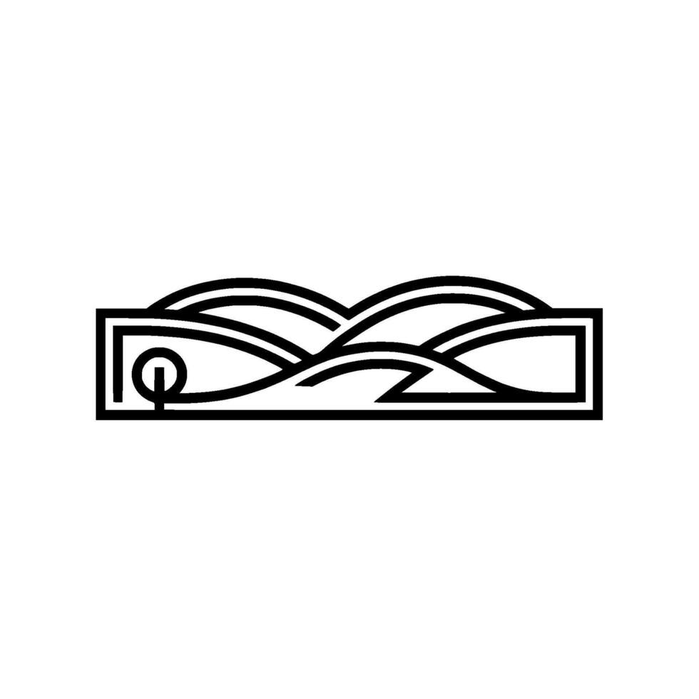 Minimalist Landscape Emblem, Serene Horizon, Geometric, Outline vector