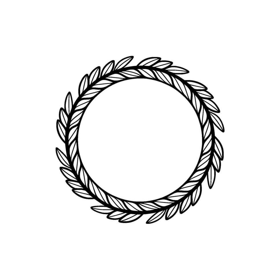 Delicate Leaf Wreath, Minimalist , Circular Emblem vector