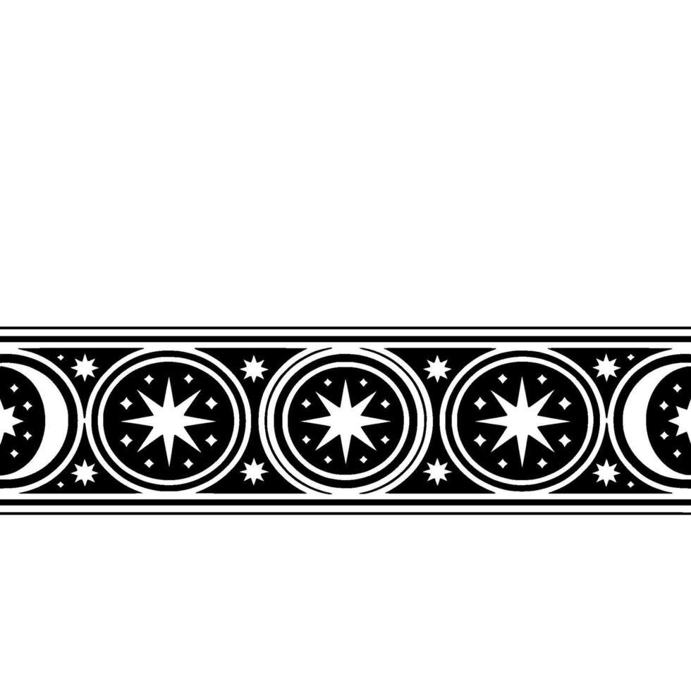 Celestial Border Stylized Moon Star Motif, Pattern vector