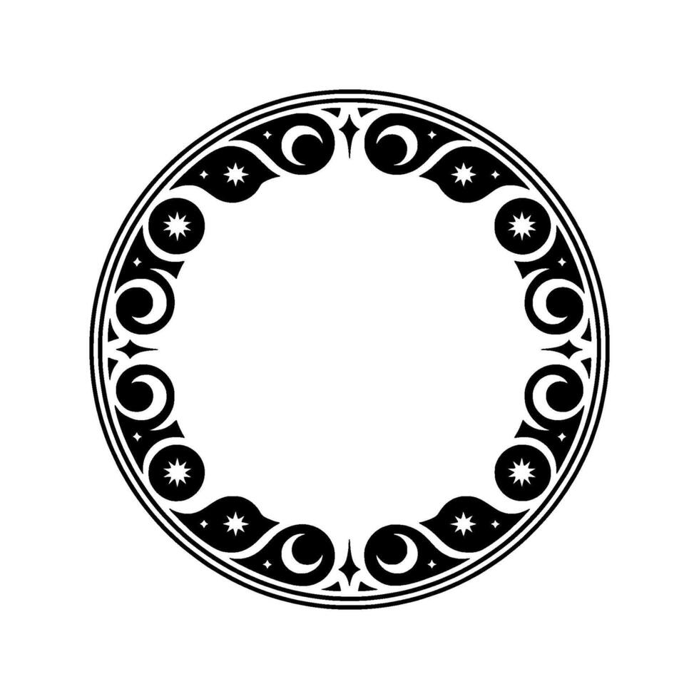 Intricate Celestial Border, Vintage Ornamentation, Circular vector