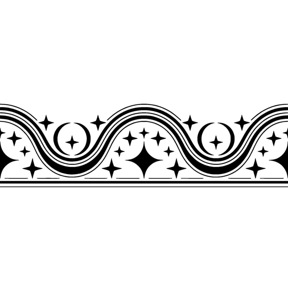 Art Deco Wave Border, Starburst Accents, Elegant vector