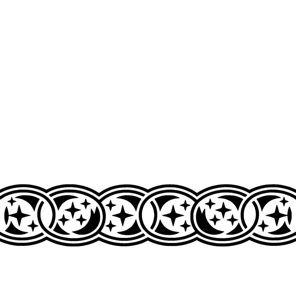 Stylized Crescent Moon Border, Vintage Ornamentation vector