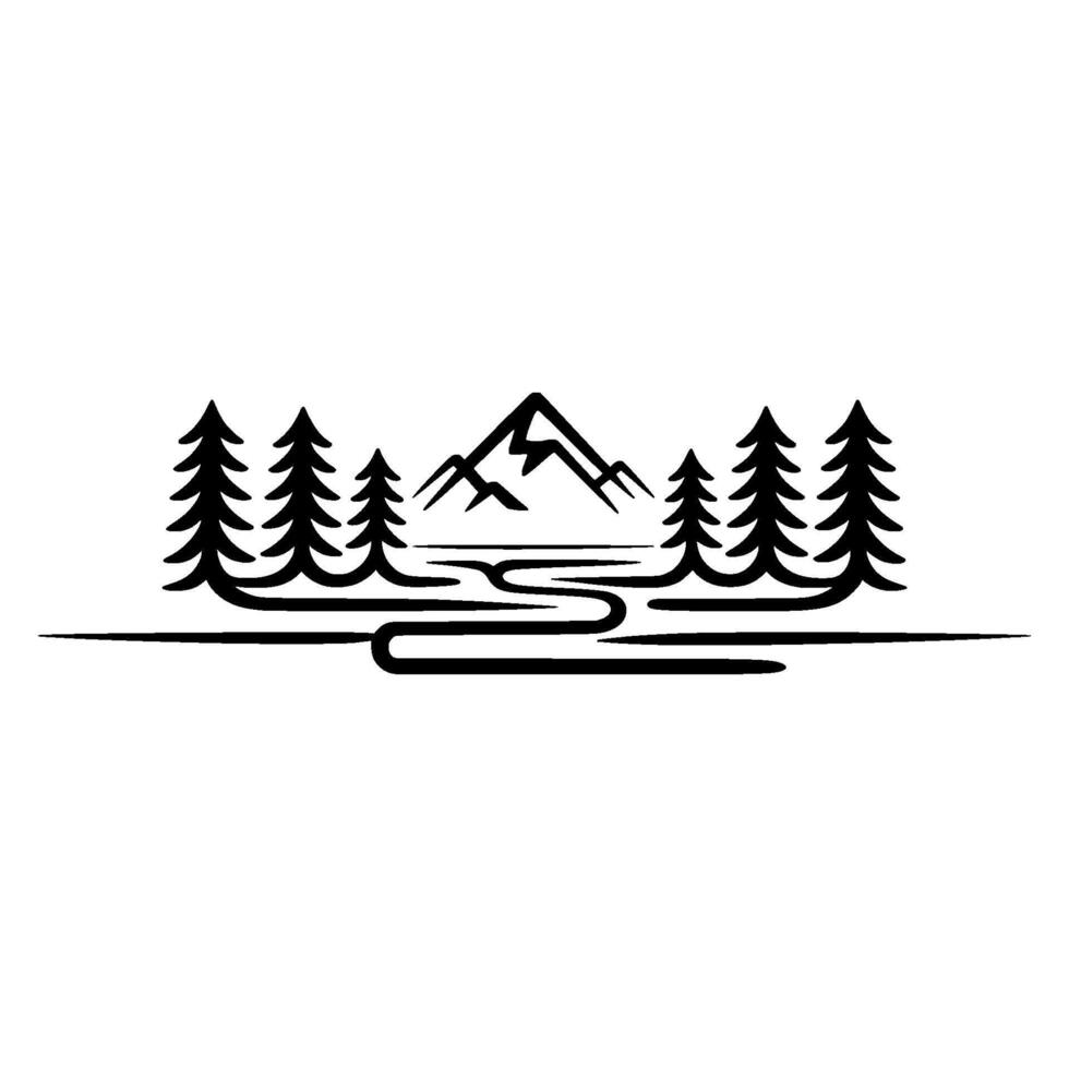 Minimalist Mountainscape Tranquil Wilderness Silhouette vector