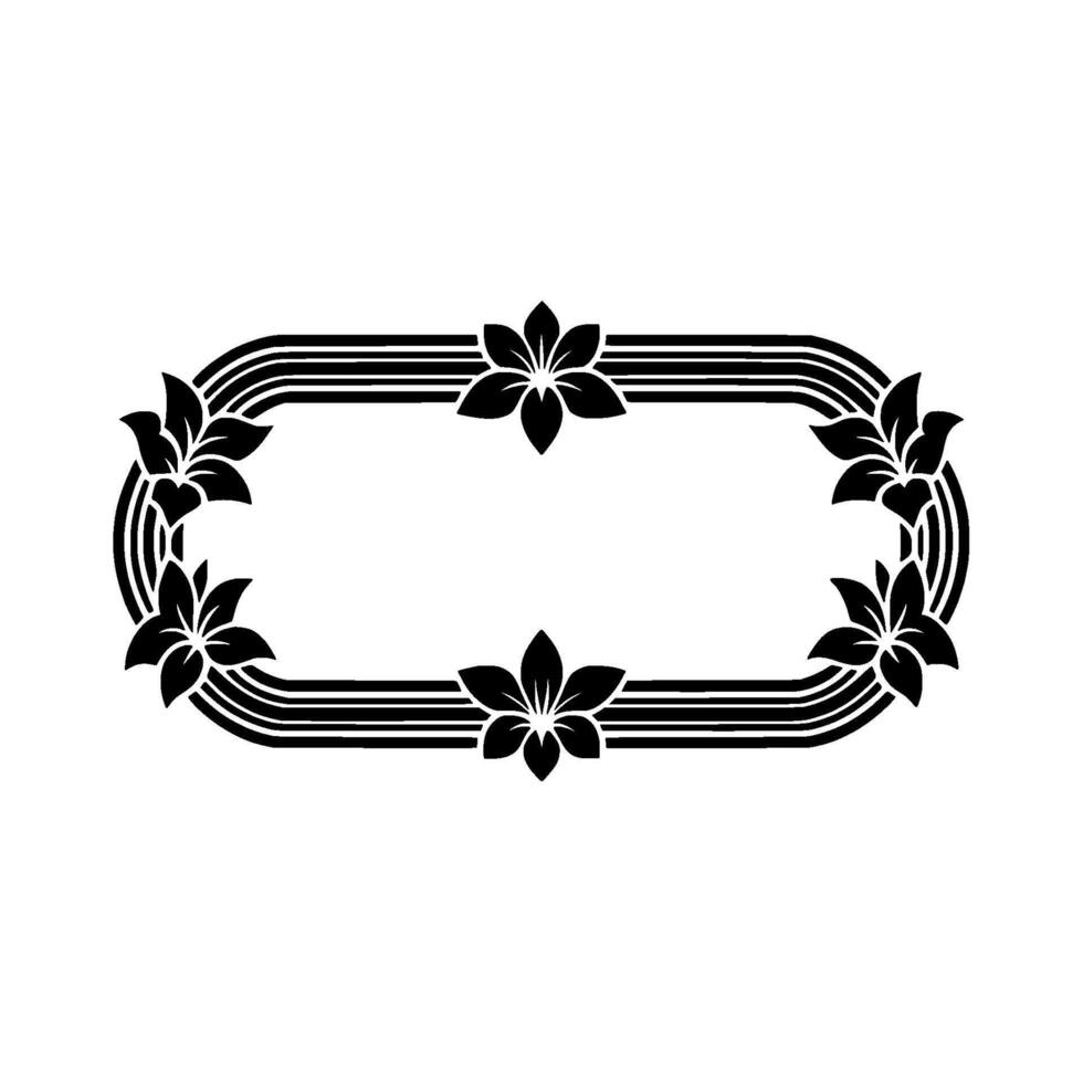 Art Deco Floral Frame, Elegant Border, Composition vector