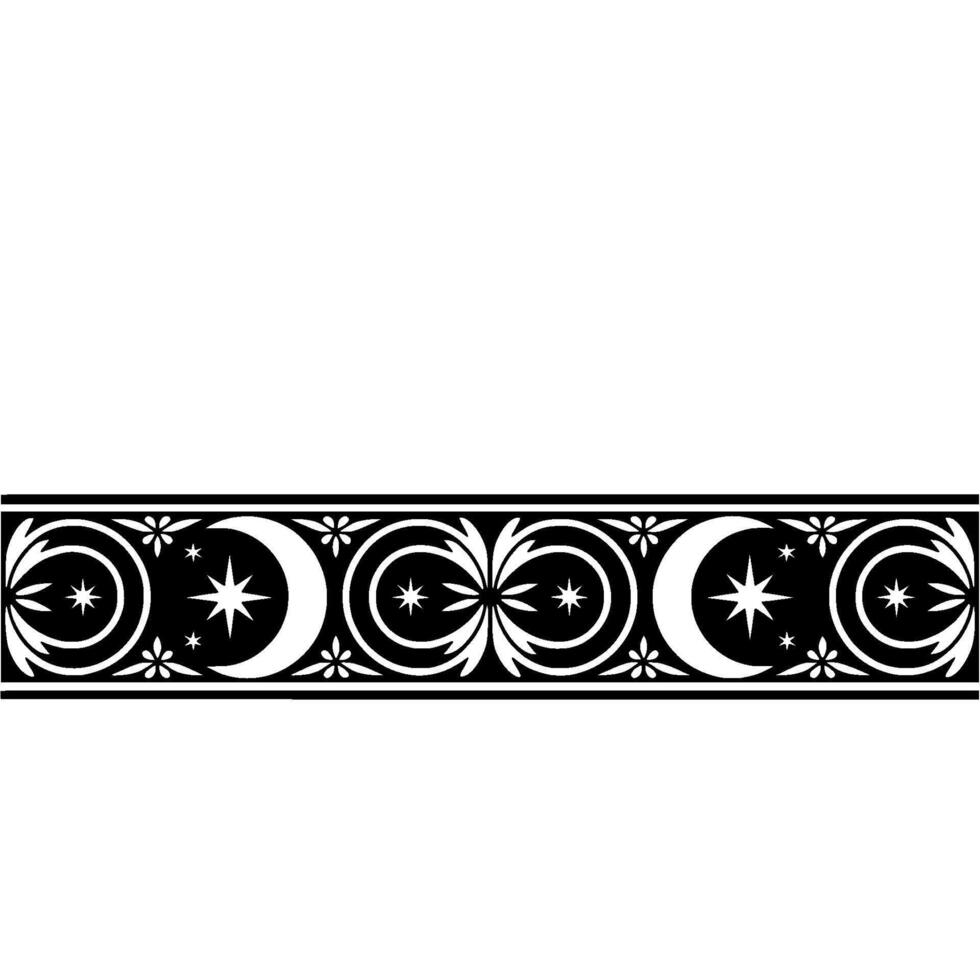 Celestial Border Vintage Moon Star Ornamentation, Stylized vector