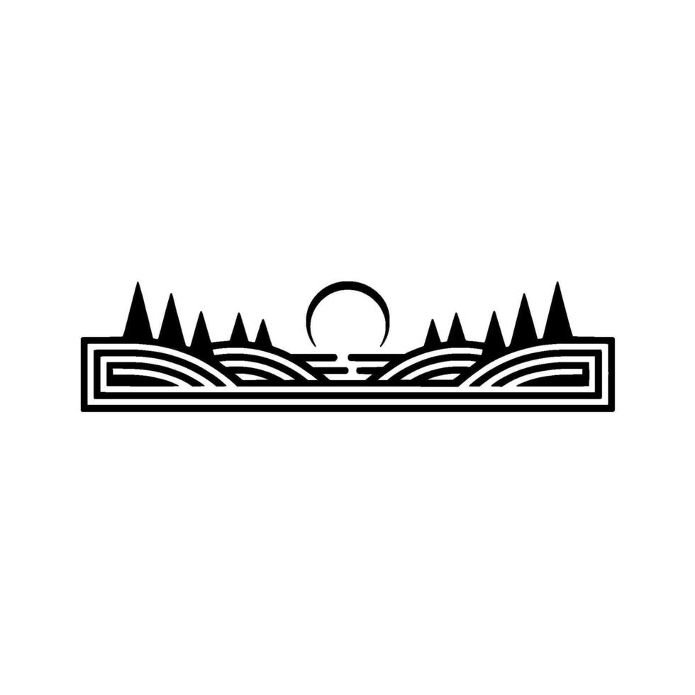 Minimalist Landscape Silhouette, Horizon Line, Serene Dawn vector
