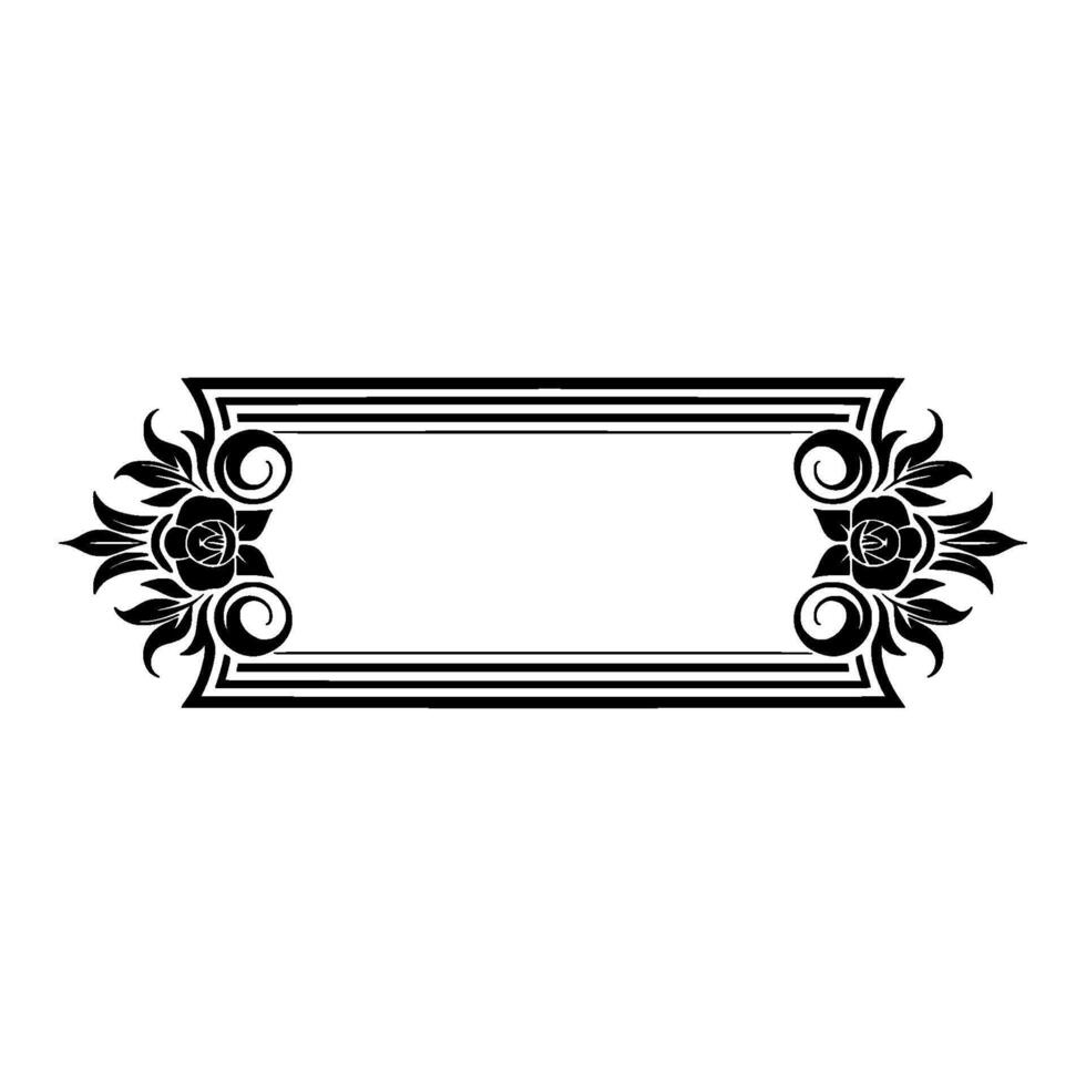 Elegant Black Floral Frame, Vintage Element - Lineart vector