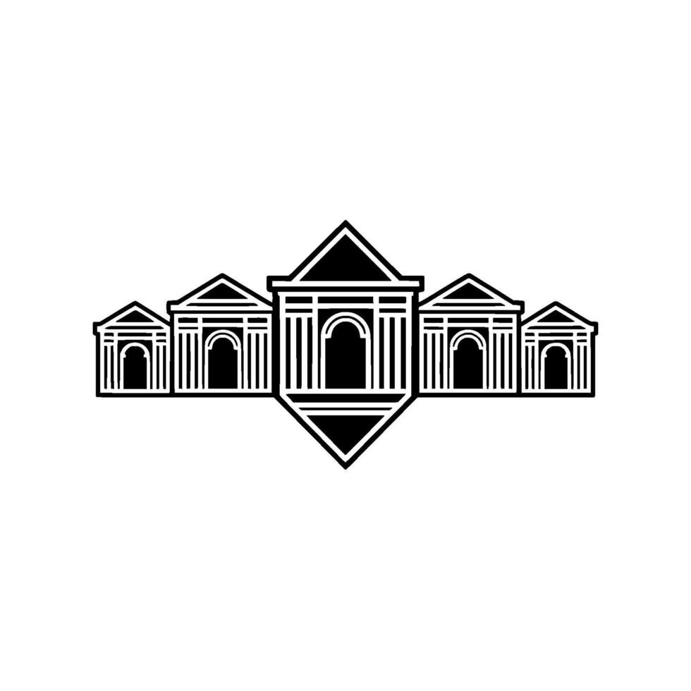Architectural Row, Minimalist Emblem, Classical Revival vector