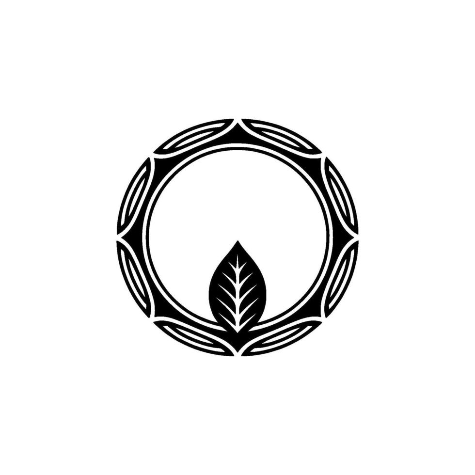 Circular Emblem Leaf Geometric Ornamentation vector