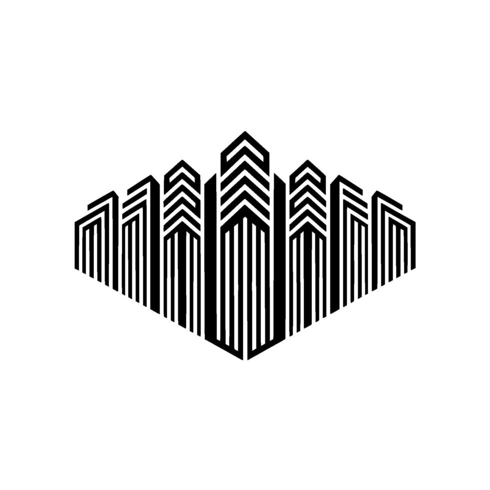 Geometric Cityscape, Ascending Lines, Minimalist vector