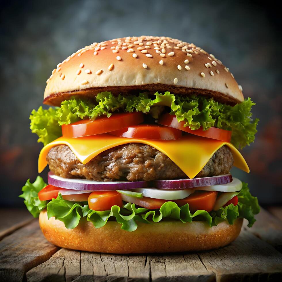 Hamburger juicy beef patty melted photo