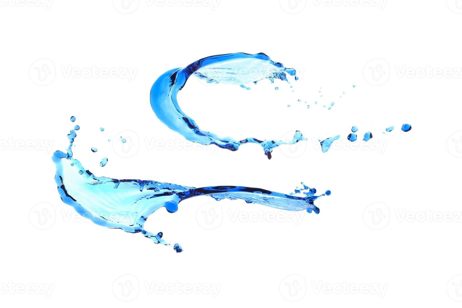 blue water splash isolated on white photo