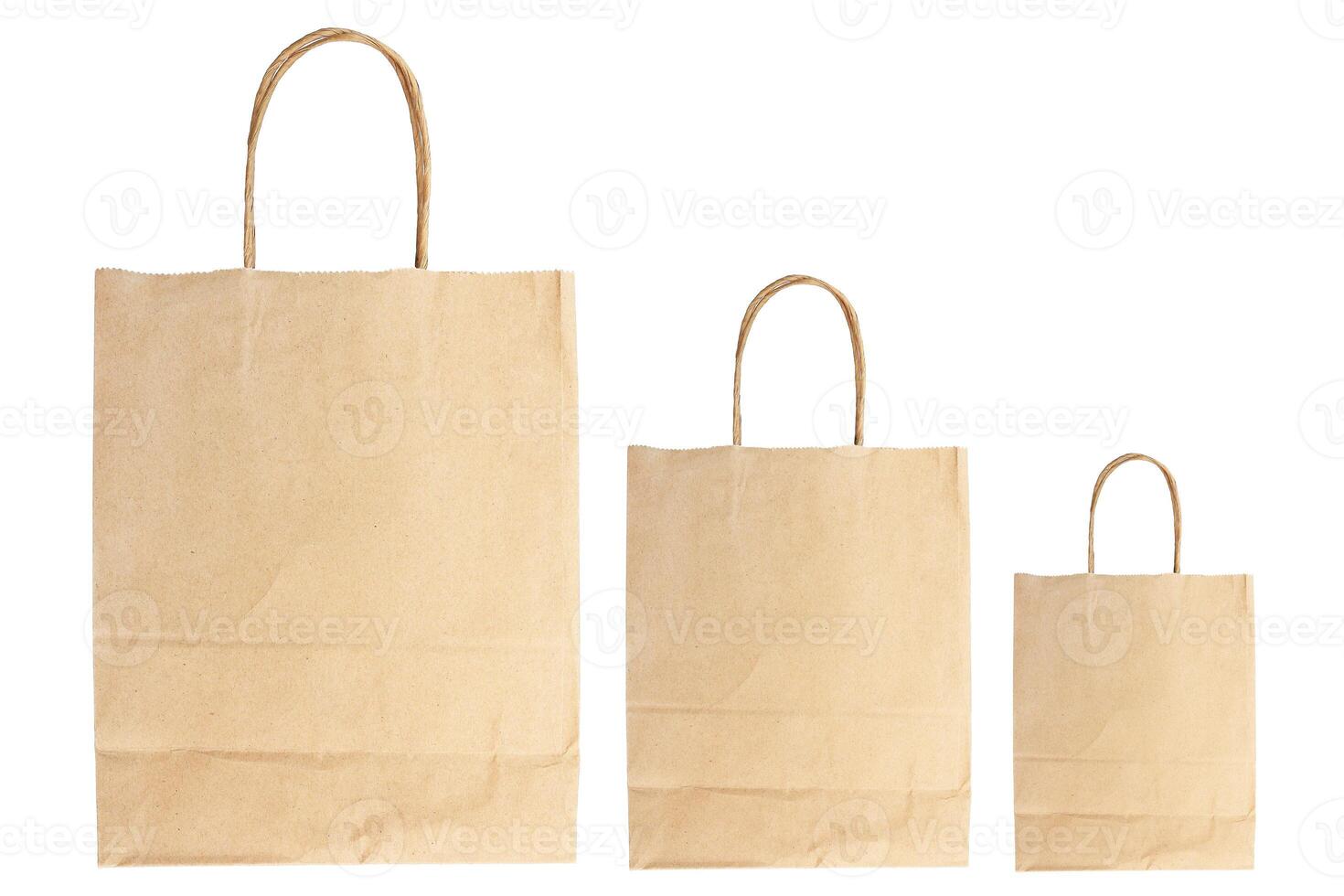 plain brown paper bags isolated on white photo