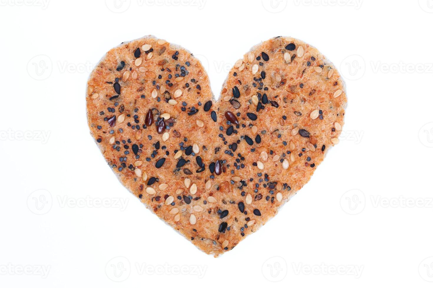 Heart Multigrain bread isolated on white photo