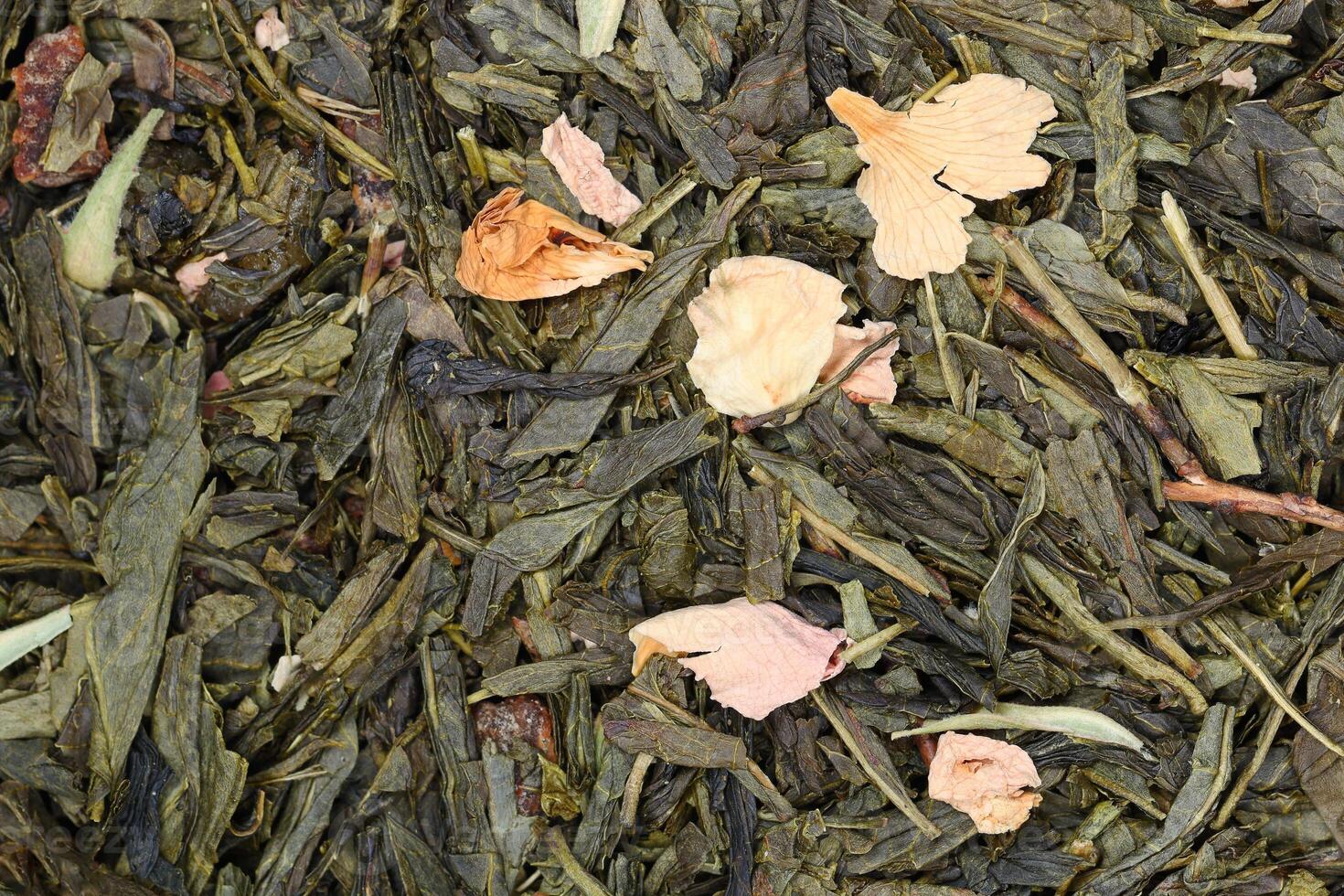 Peach blossom tea leaves background photo