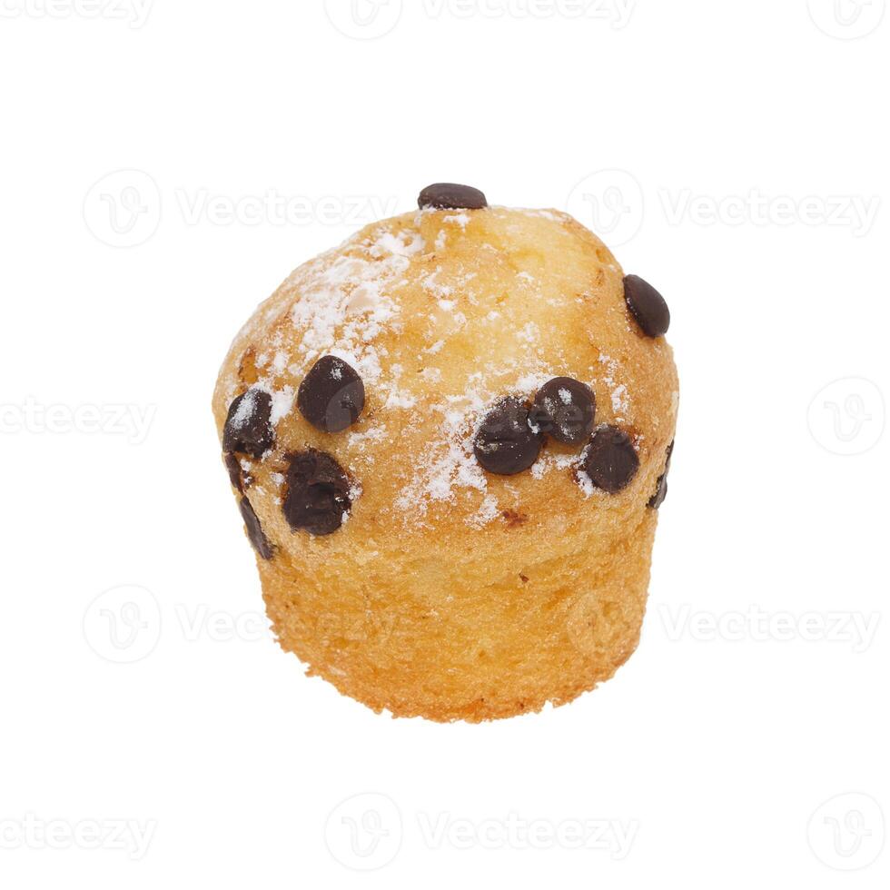 Chocolate chips muffin isolated on white photo