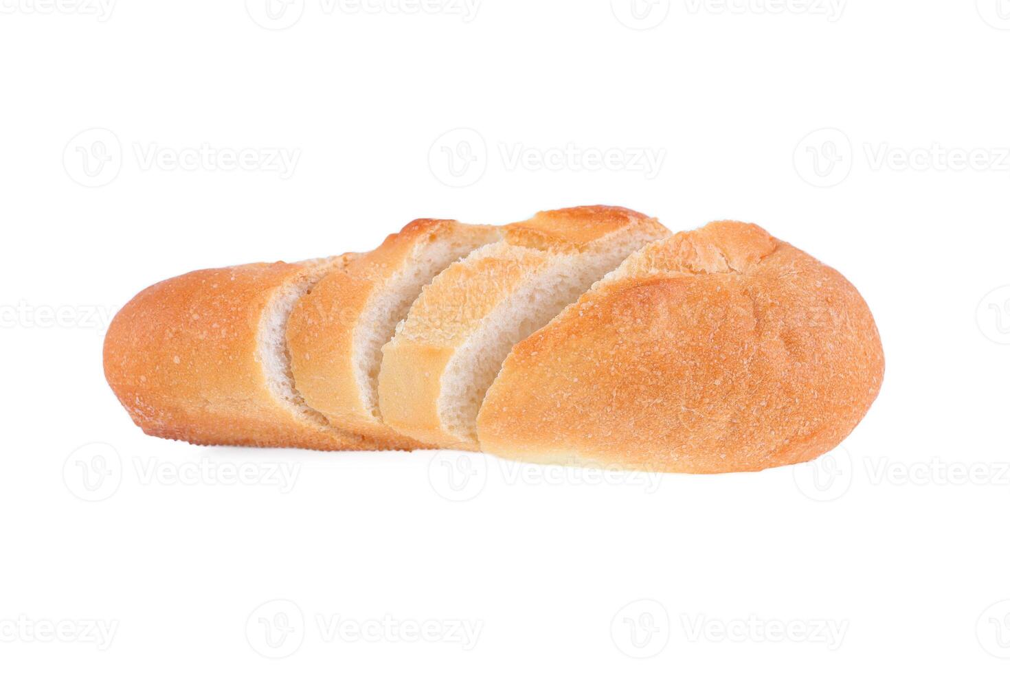 Sliced french bread isolated on white photo