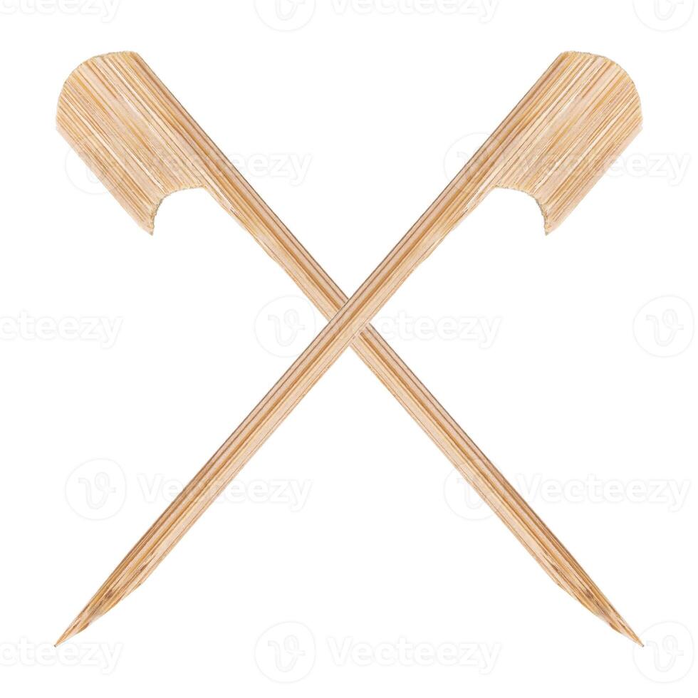 Two Bamboo skewers isolated on white photo