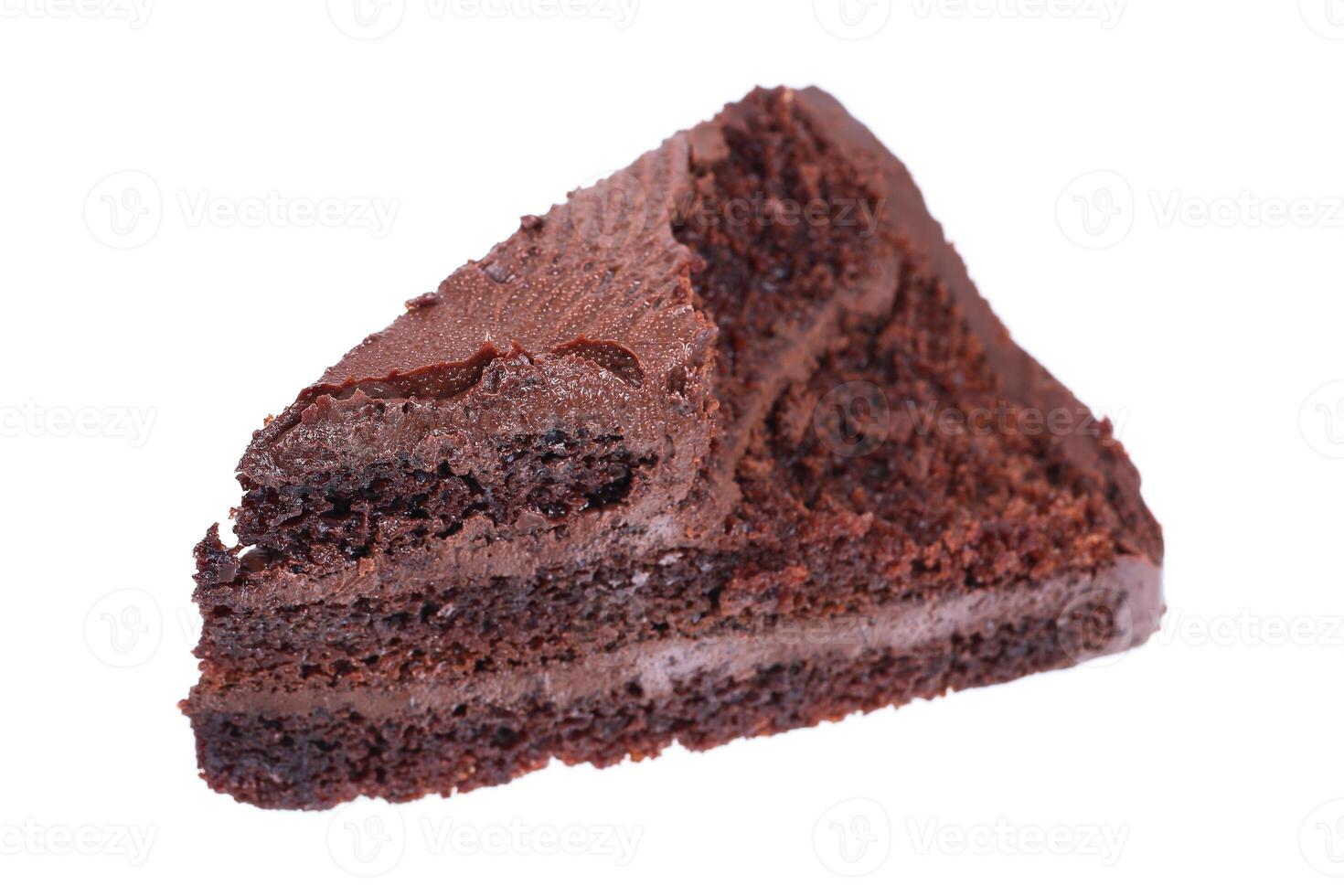 One chocolate brownie isolated on white photo