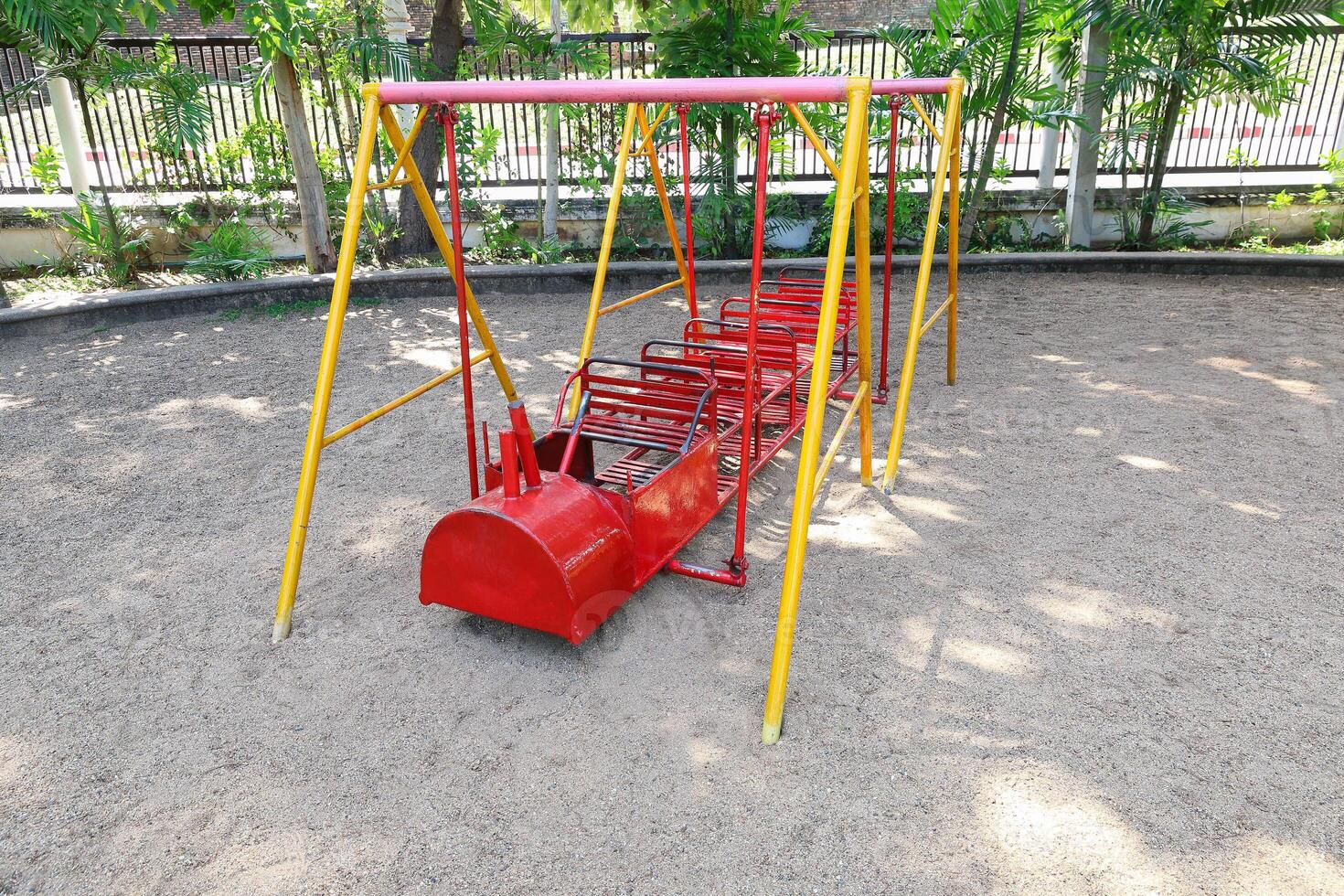 colorful train on playground photo