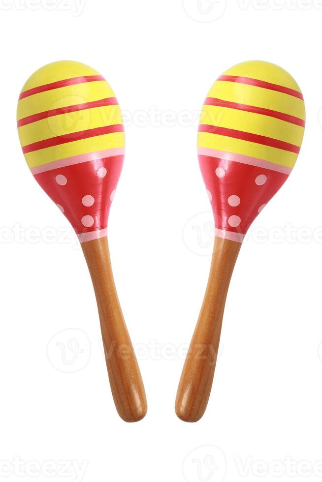 colorful two maracas isolated on white photo