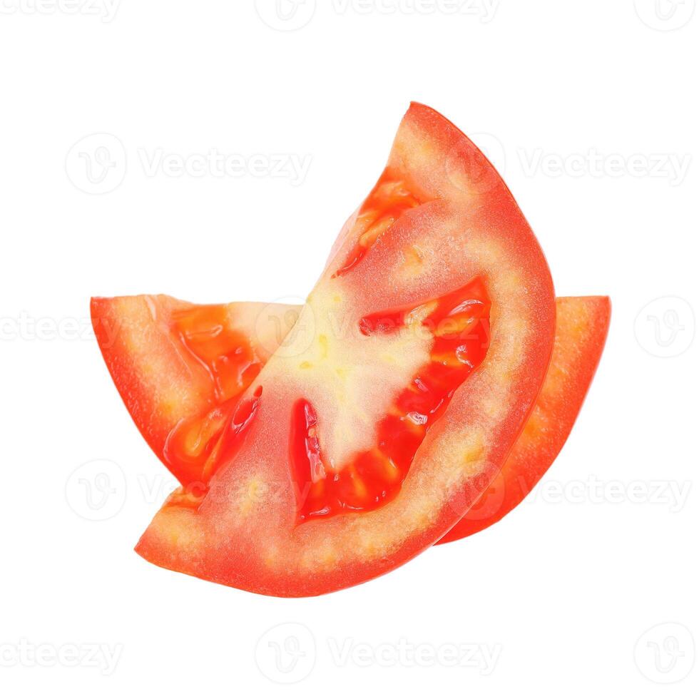 Half sliced tomato isolated on white photo