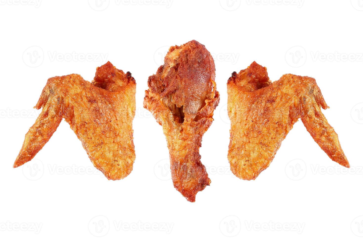 deep fry chicken wings and thigh isolated on white photo