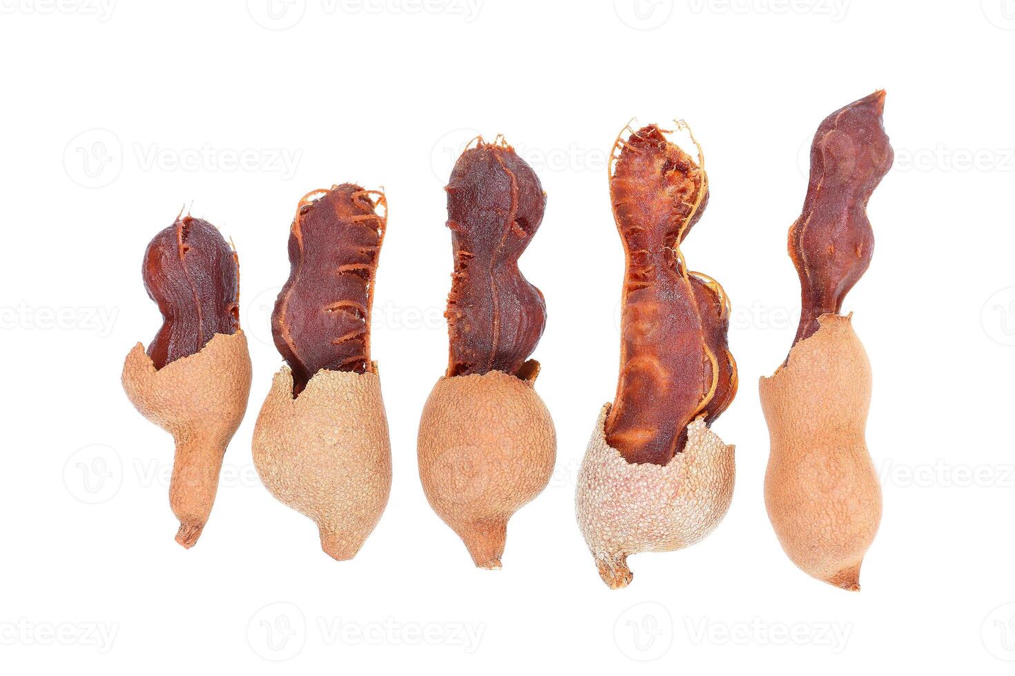 peeled tamarind isolated white photo