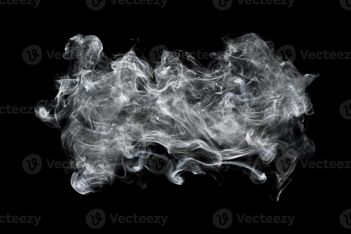 white smoke isolated on black for background and design photo