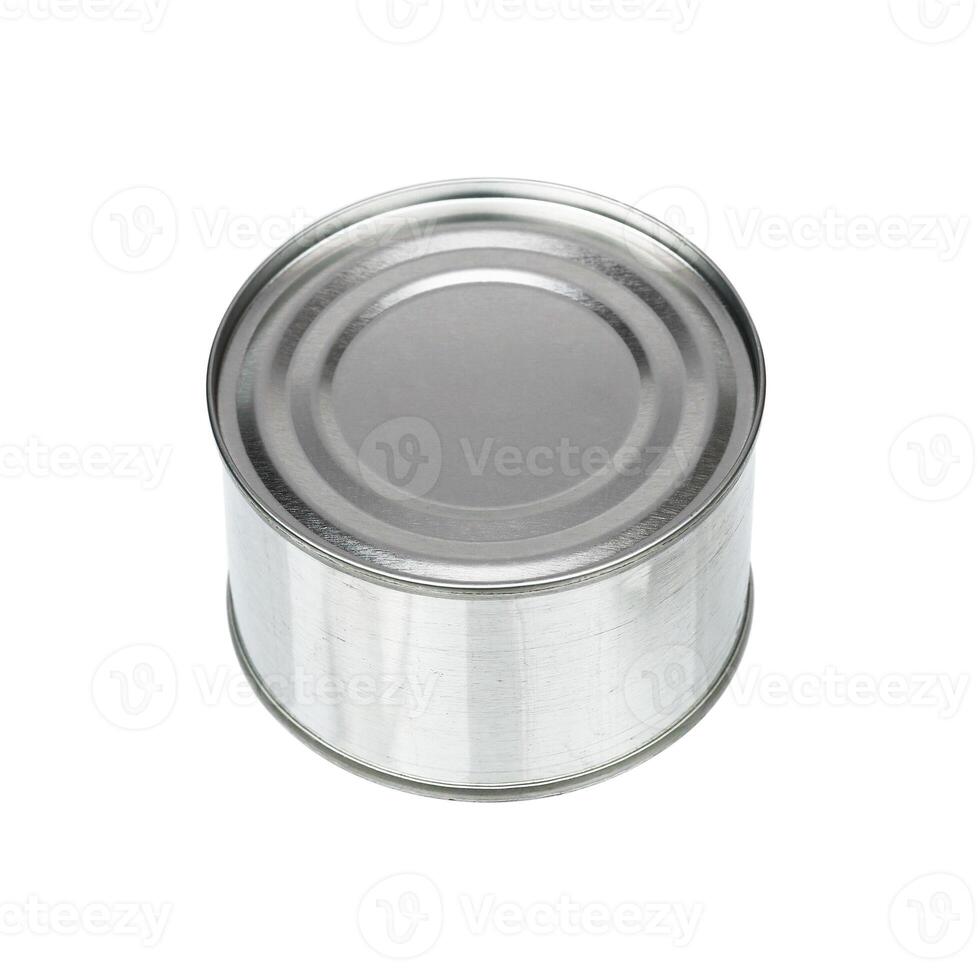 one closed aluminum can isolated on white photo