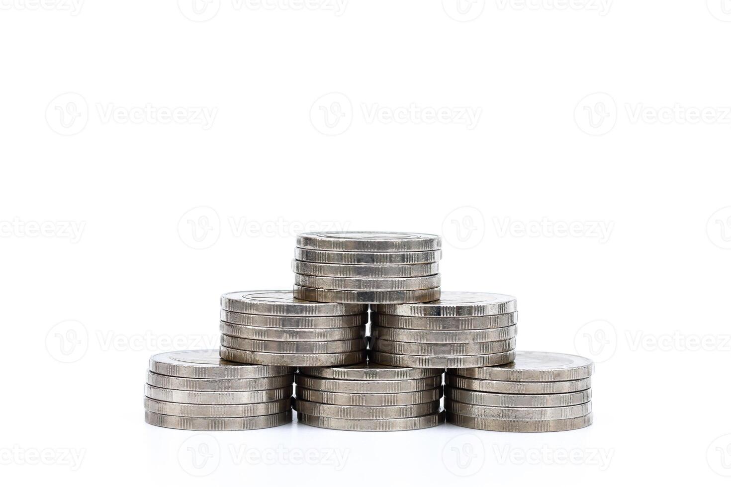 stack of steps growing coin isolated on white photo