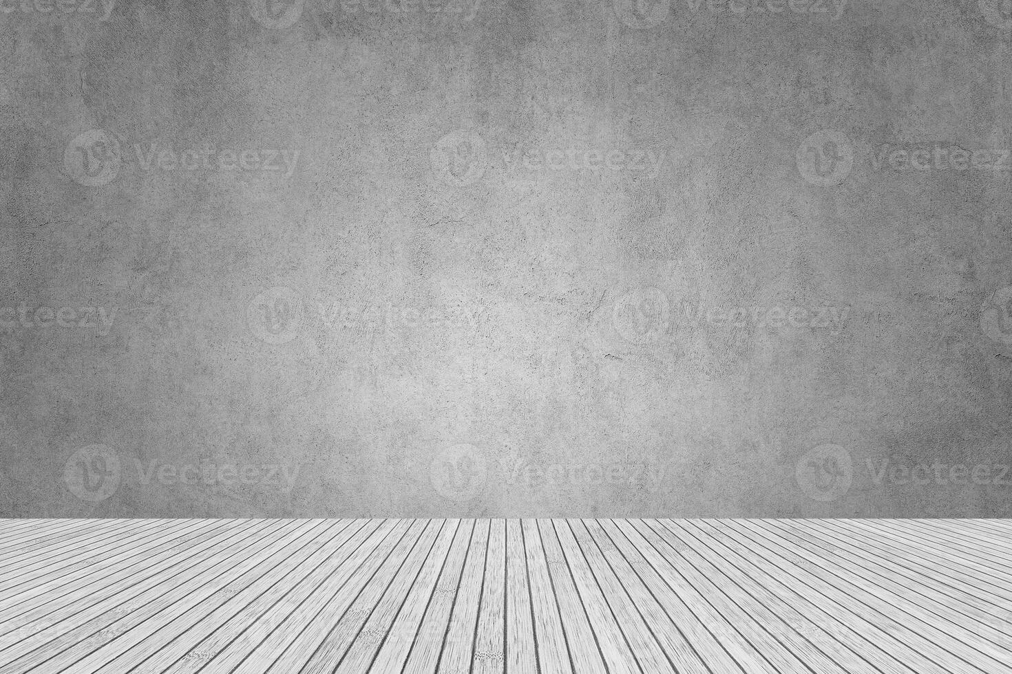gray cement wall and white wooden floor for studio and room design photo