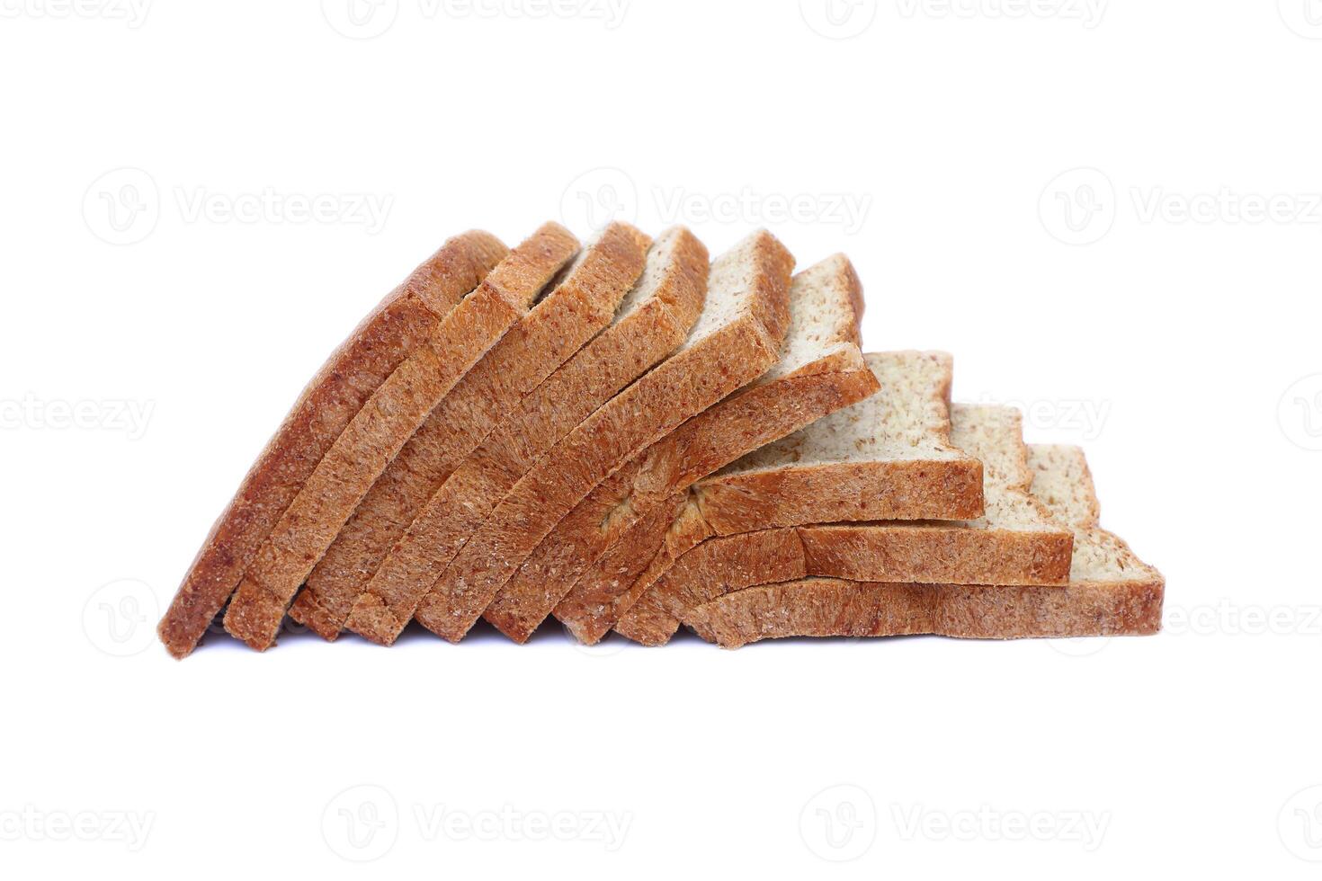 sliced whole wheat bread isolated on white background photo