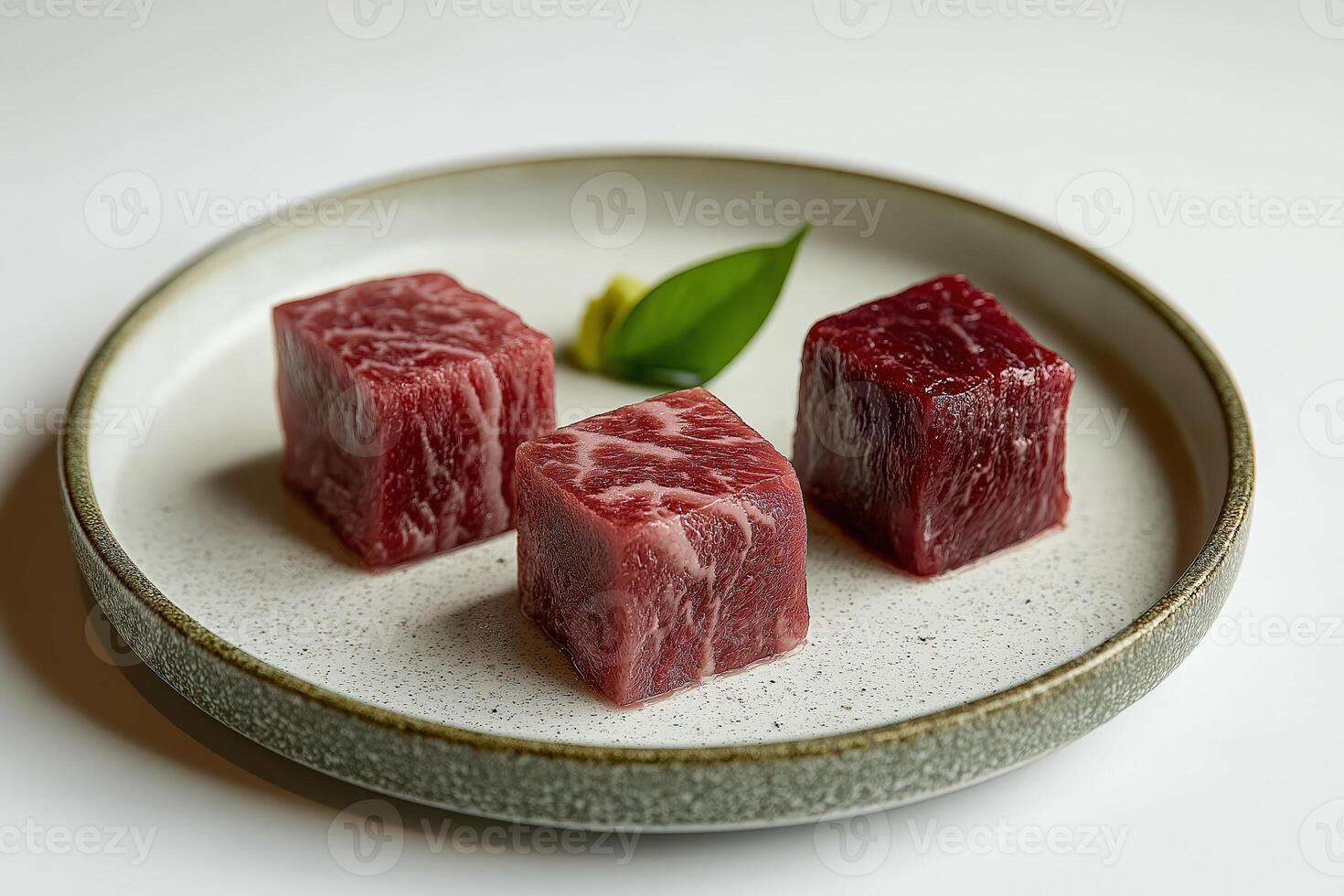 Exquisite wagyu beef cubes prepared for a michelin star experience photo