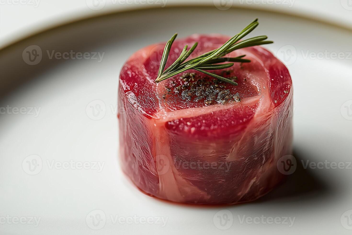 Exquisite michelin star beef roulade prepared with rosemary and pepper photo